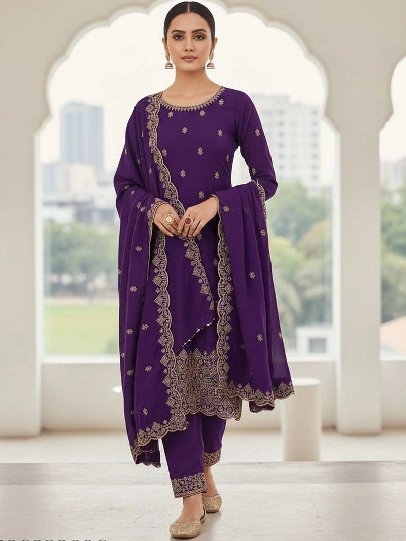 Embellished Unstitched Dress Material