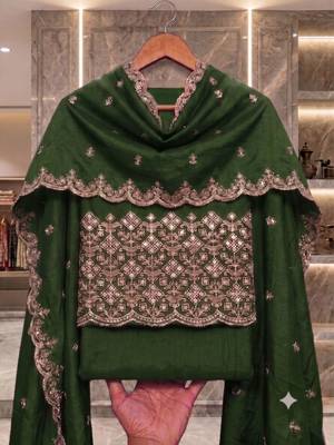 Embellished Unstitched Dress Material 2
