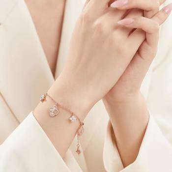 Rose charm bracelet crystal studded festive casual wear jewelry for women 1