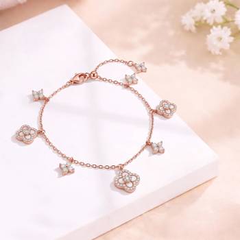 Rose charm bracelet crystal studded festive casual wear jewelry for women 2