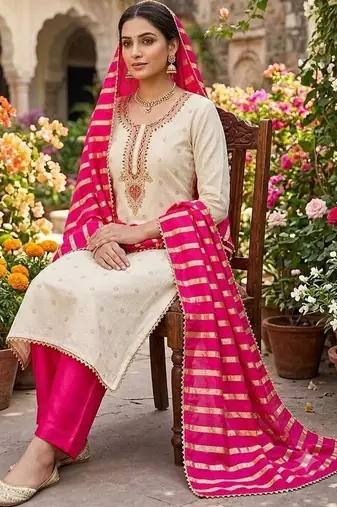 Embroidered Unstitched Dress Material