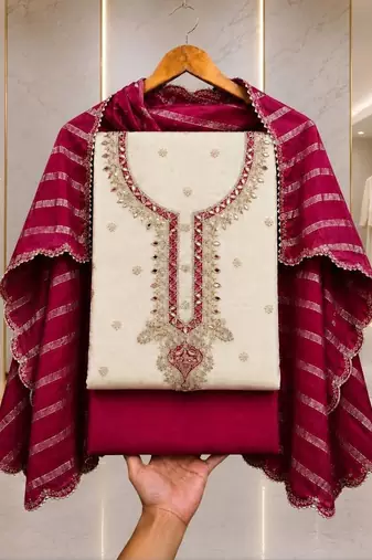 Embroidered Unstitched Dress Material