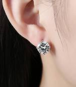 Fancy huggie hoop earrings cz studded festive casual wear jewelry for