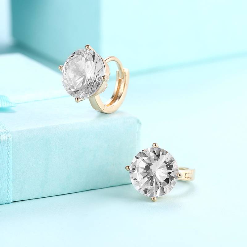 Fancy huggie hoop earrings cz studded festive casual wear jewelry for