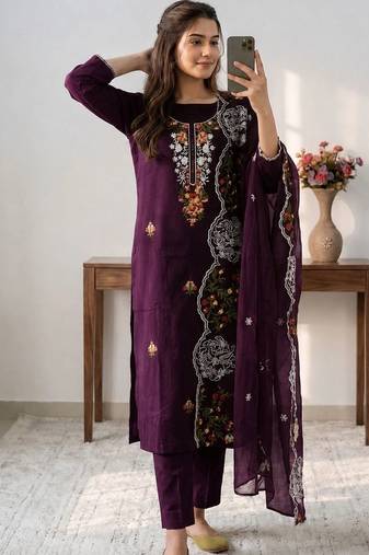 Embroidered Unstitched Dress Material
