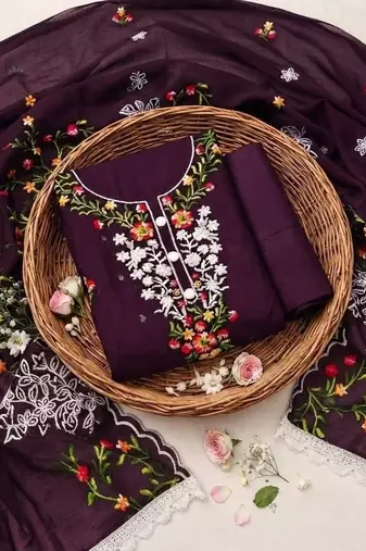 Embroidered Unstitched Dress Material