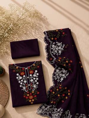 Embroidered Unstitched Dress Material 3
