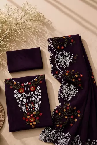 Embroidered Unstitched Dress Material