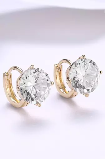 Fancy huggie hoop earrings cz studded festive casual wear jewelry for