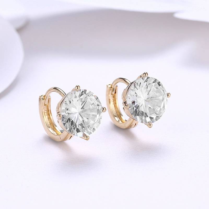Fancy huggie hoop earrings cz studded festive casual wear jewelry for