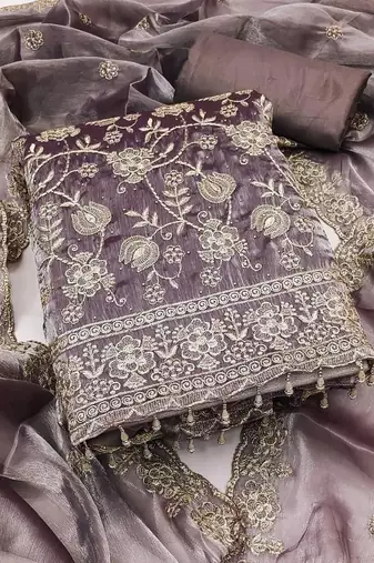 Embellished Unstitched Dress Material