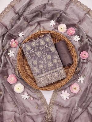 Embellished Unstitched Dress Material 4