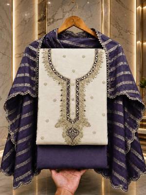 Embroidered Unstitched Dress Material 3