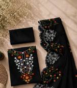 Embroidered Art Silk Unstitched Dress Material