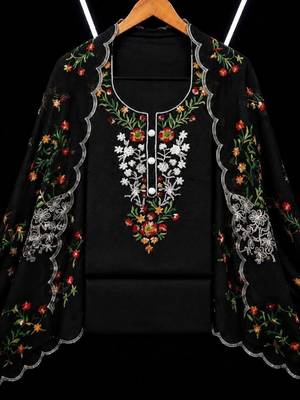 Embroidered Art Silk Unstitched Dress Material 2