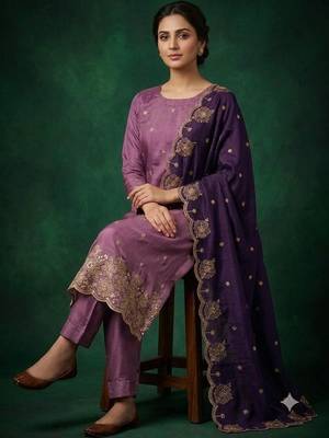 Embellished Unstitched Dress Material 2