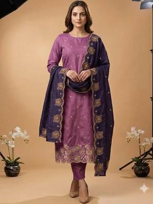 Embellished Unstitched Dress Material 3