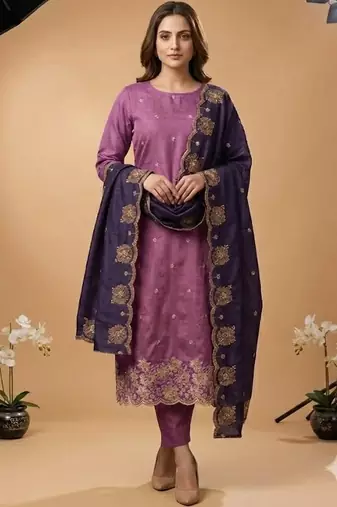 Embellished Unstitched Dress Material