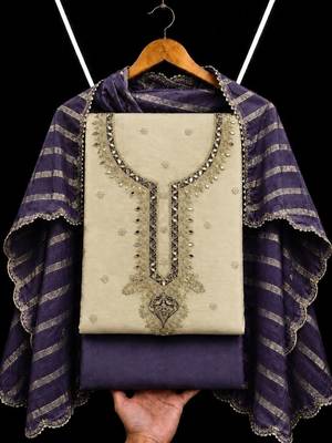 Embroidered Unstitched Dress Material 3