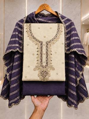 Embroidered Unstitched Dress Material 4