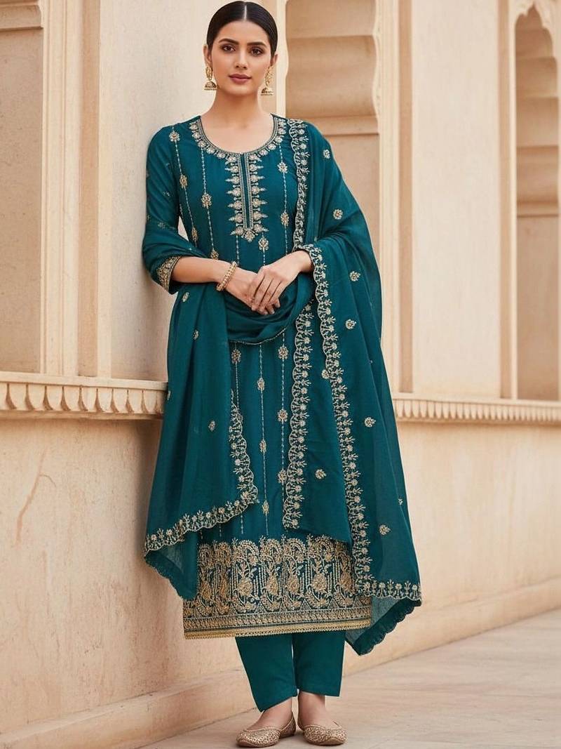 Embroidered Unstitched Dress Material