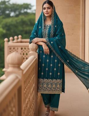 Embroidered Unstitched Dress Material 4