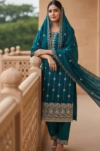 Embroidered Unstitched Dress Material