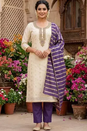 Embroidered Unstitched Dress Material