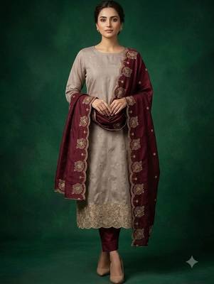 Embellished Unstitched Dress Material 1