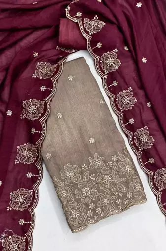 Embellished Unstitched Dress Material