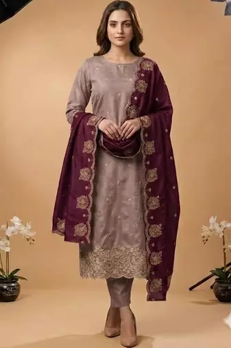 Embellished Unstitched Dress Material
