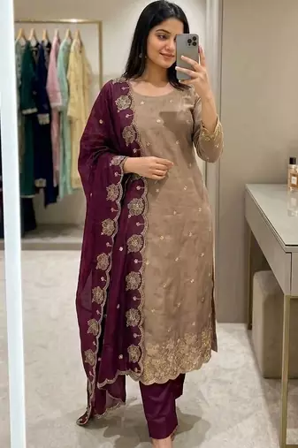Embellished Unstitched Dress Material