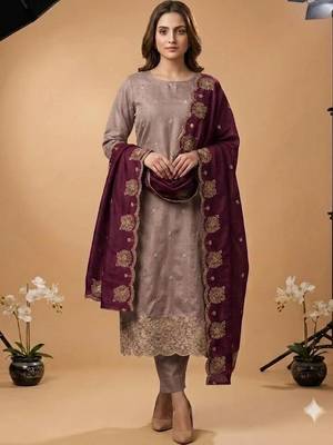 Embellished Unstitched Dress Material 1
