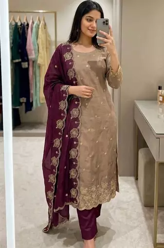 Embellished Unstitched Dress Material