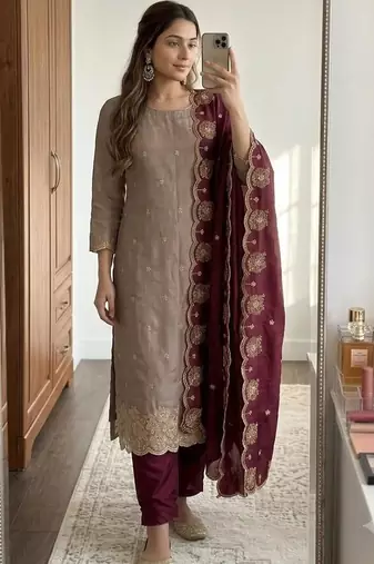 Embellished Unstitched Dress Material