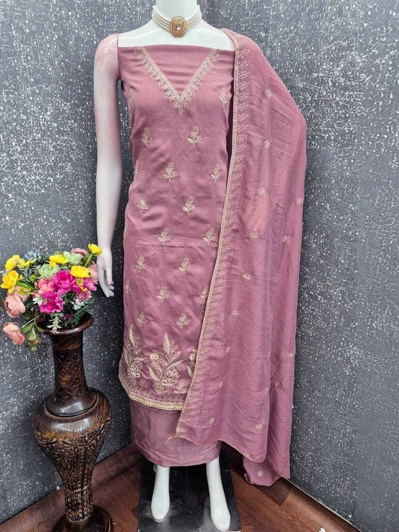 Embroidered Unstitched Dress Material