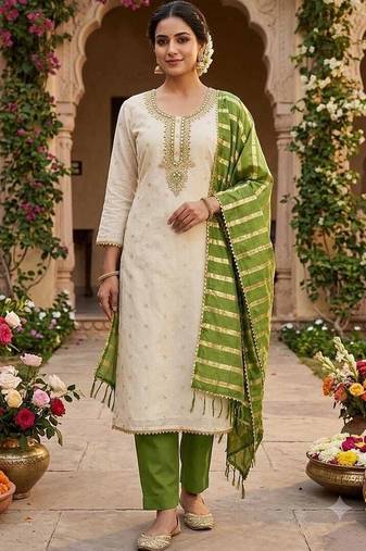 Embroidered Unstitched Dress Material