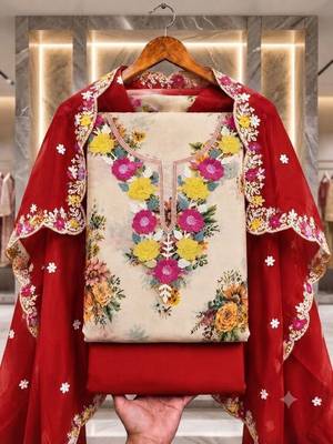 Embellished Unstitched Dress Material 1
