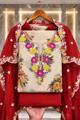 Embellished Unstitched Dress Material