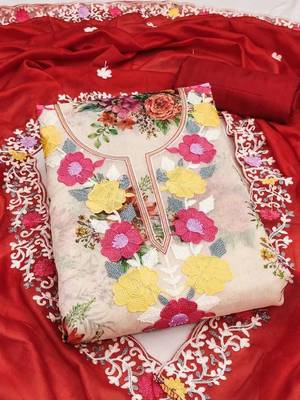 Embellished Unstitched Dress Material 2