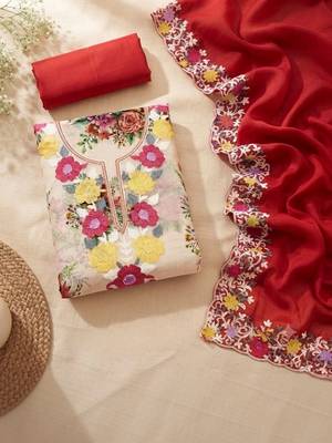 Embellished Unstitched Dress Material 4