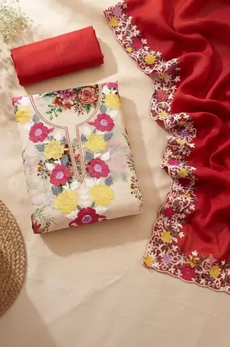 Embellished Unstitched Dress Material