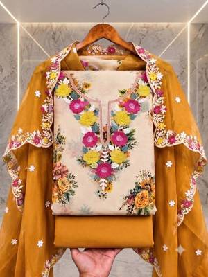 Embellished Unstitched Dress Material 1