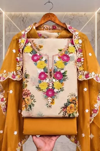 Embellished Unstitched Dress Material