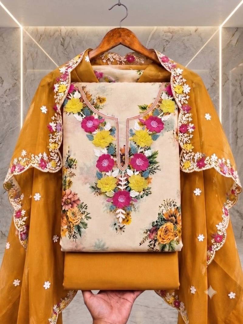 Embellished Unstitched Dress Material