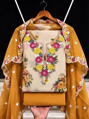 Embellished Unstitched Dress Material 2