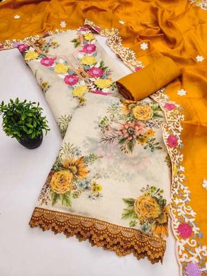 Embellished Unstitched Dress Material 3