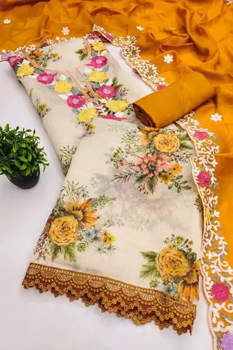 Embellished Unstitched Dress Material