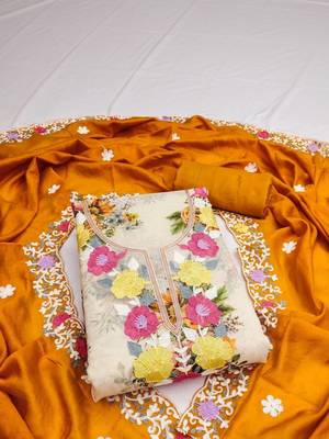 Embellished Unstitched Dress Material 4