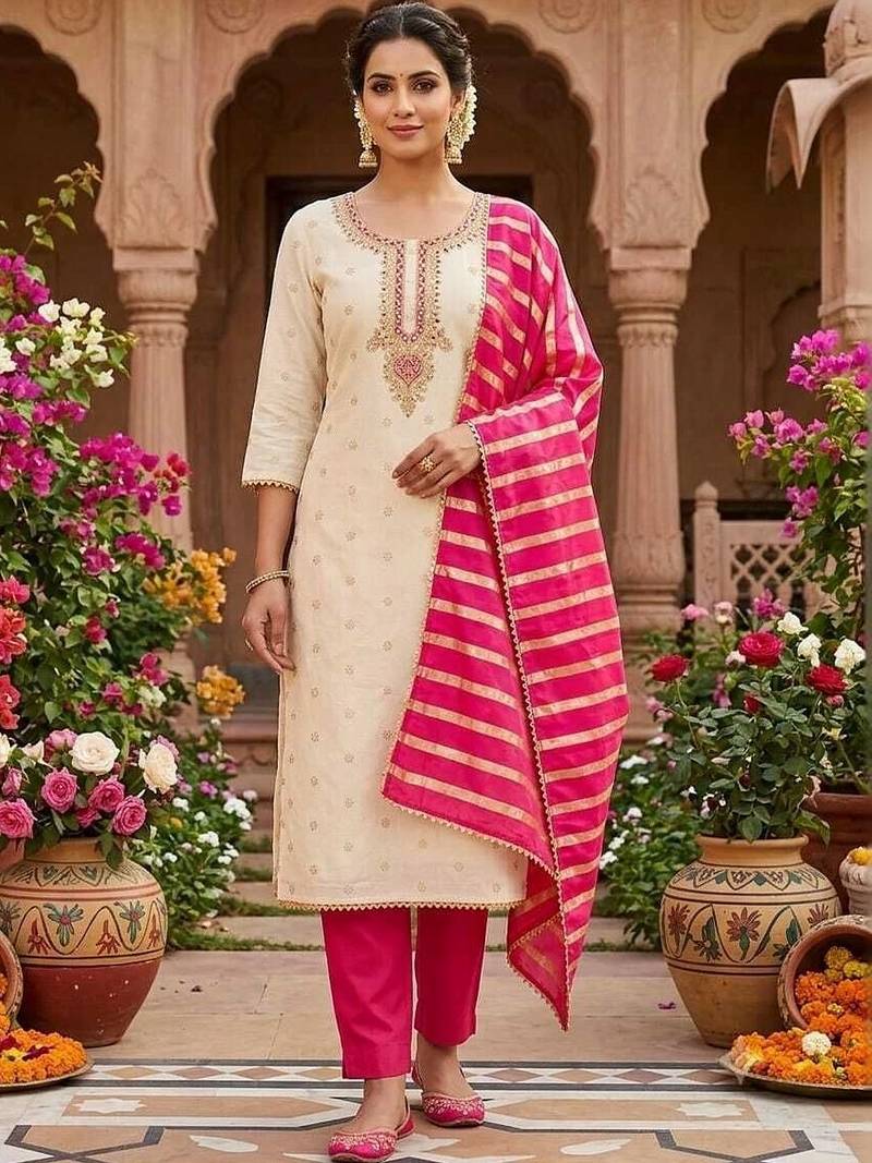 Embroidered Unstitched Dress Material